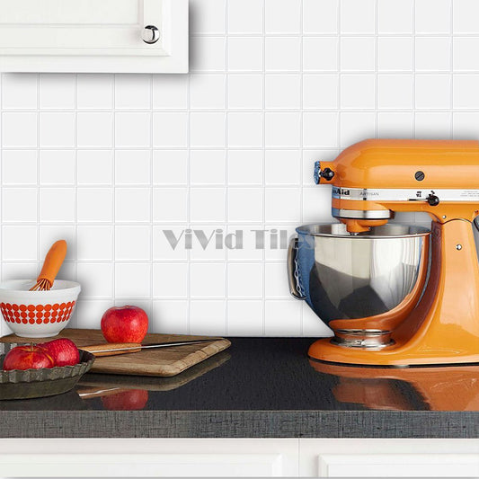 Square Pure White PET Vinyl Tile by Vivid Tiles | Souqify