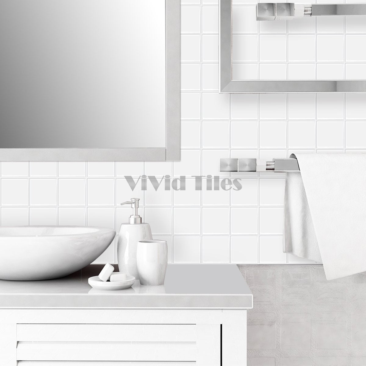 Square Pure White PET Vinyl Tile by Vivid Tiles | Souqify