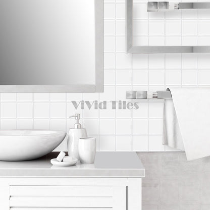 Square Pure White PET Vinyl Tile by Vivid Tiles | Souqify
