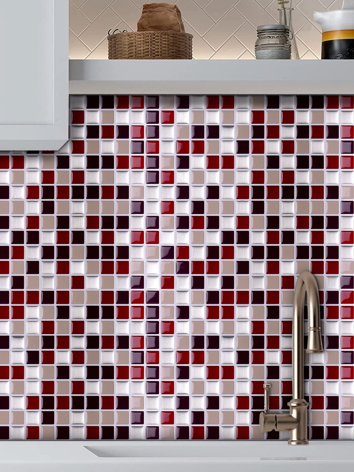 Square Red and Silver Vinyl Tile by Vivid Tiles | Souqify