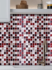 Square Red and Silver Vinyl Tile by Vivid Tiles | Souqify