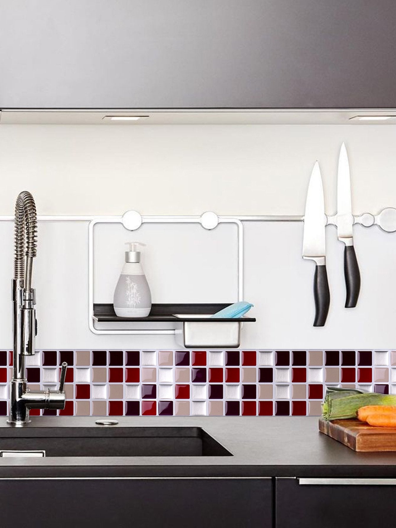 Square Red and Silver Vinyl Tile by Vivid Tiles | Souqify