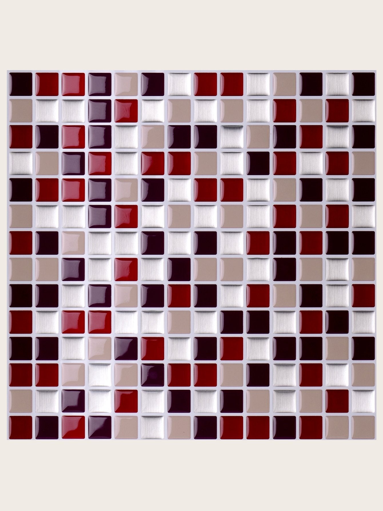 Square Red and Silver Vinyl Tile by Vivid Tiles | Souqify