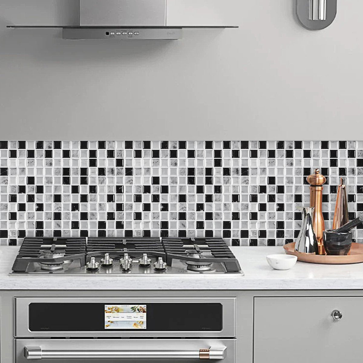 Square White and Black Vinyl Tile by Vivid Tiles | Souqify