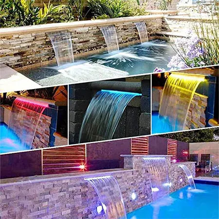 Stainless Steel Spillway Waterfall - Long Mouth - Aquatic by Aquatic Pools & Fountains LLC | Souqify