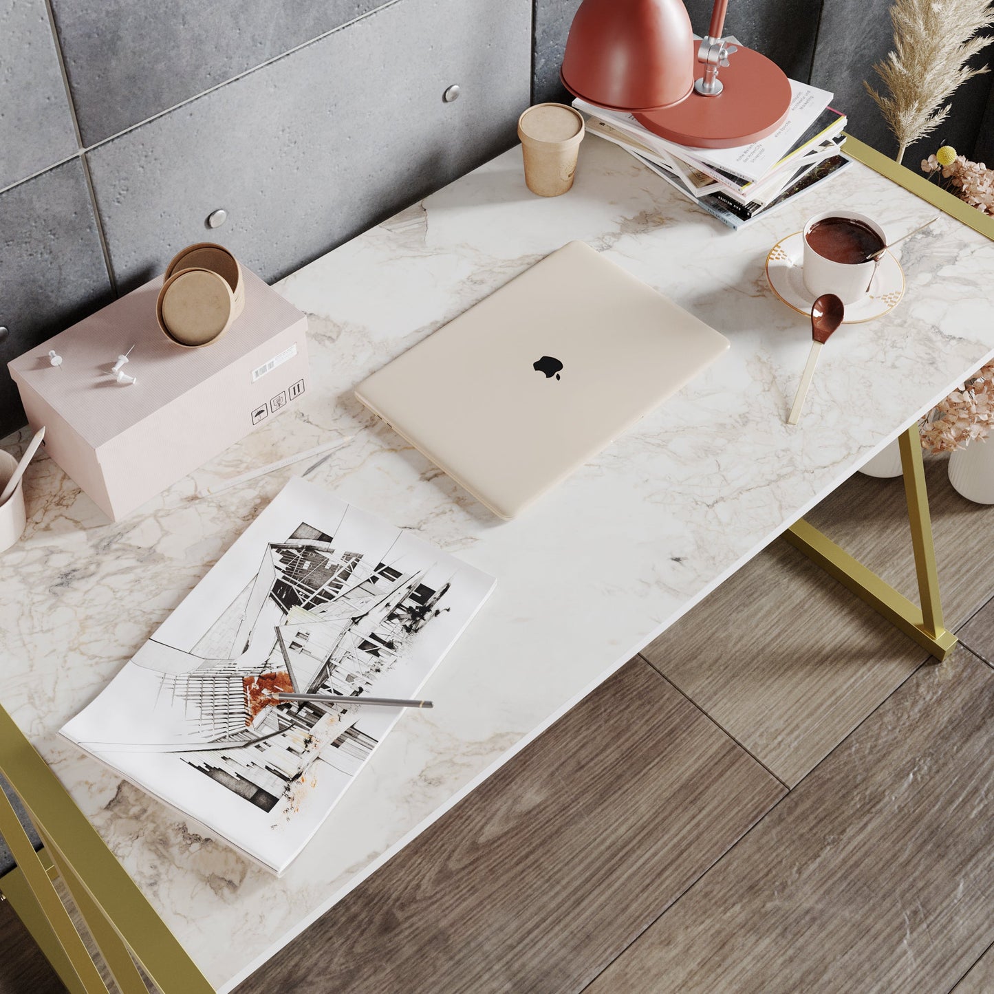 Study Desk Anemon - White, Gold-ANE47CD02 White
Gold 124 X 68 X 17 by DECOROTIKA | Souqify
