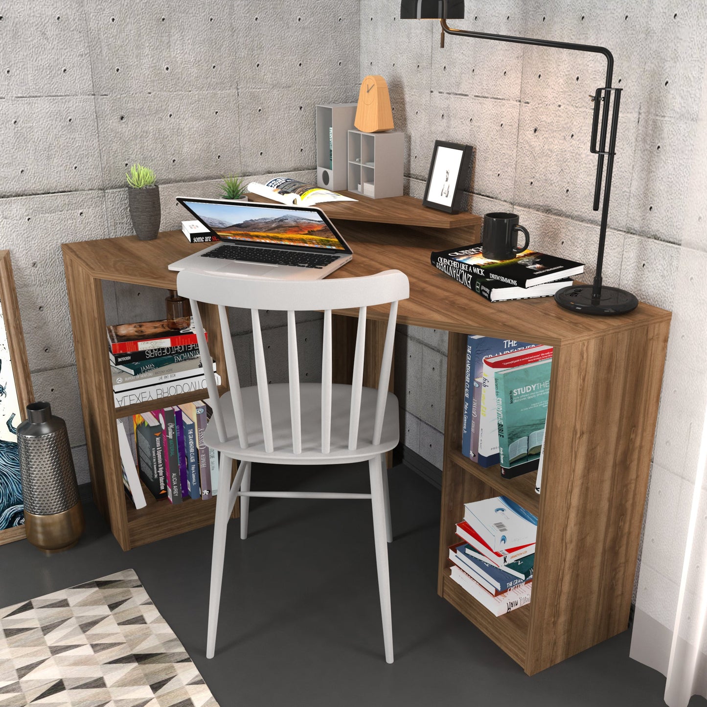 Study Desk Floating - Walnut-FLO47CD01 Walnut 134 X 96 X 11 by DECOROTIKA | Souqify