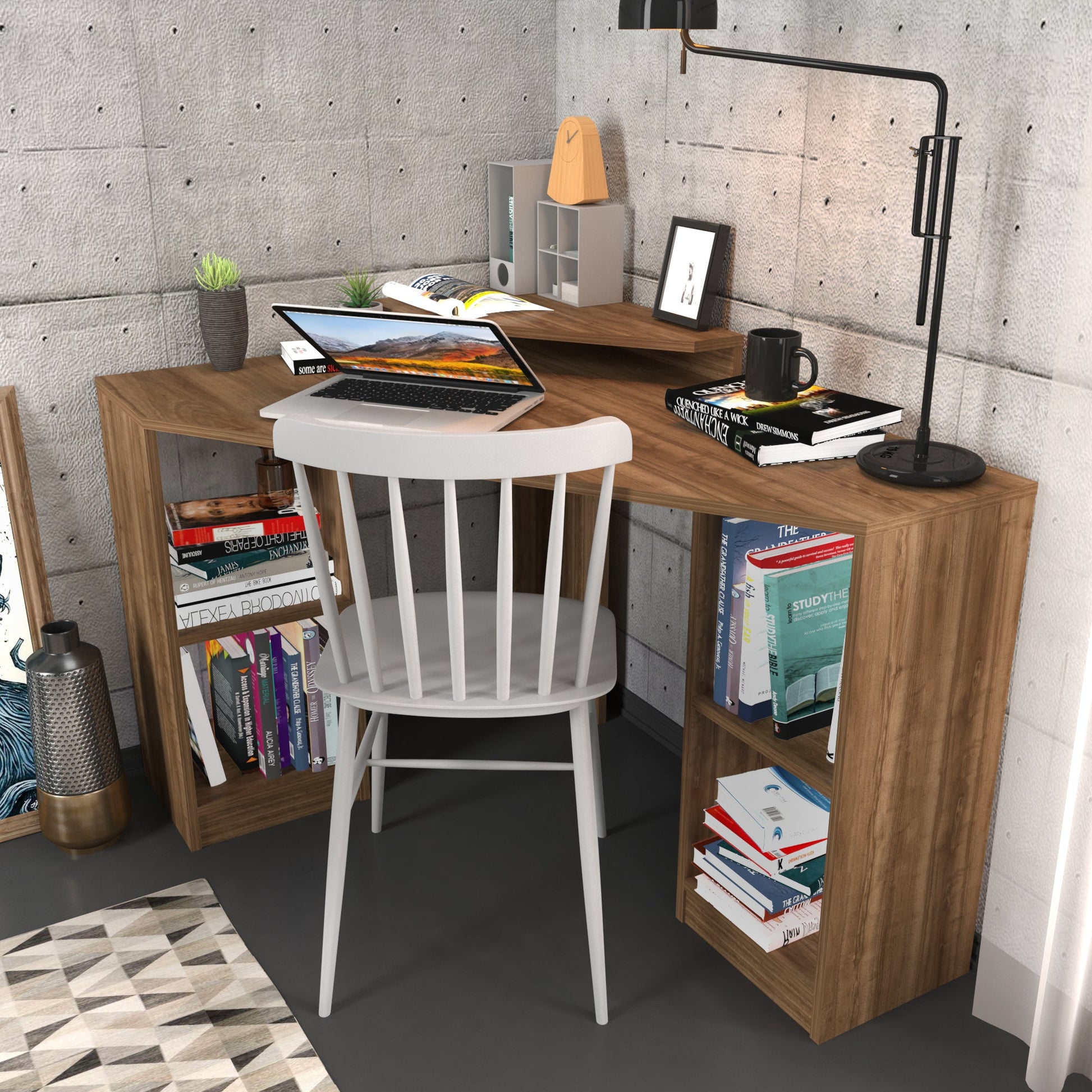 Study Desk Floating - Walnut-FLO47CD01 Walnut 134 X 96 X 11 by DECOROTIKA | Souqify