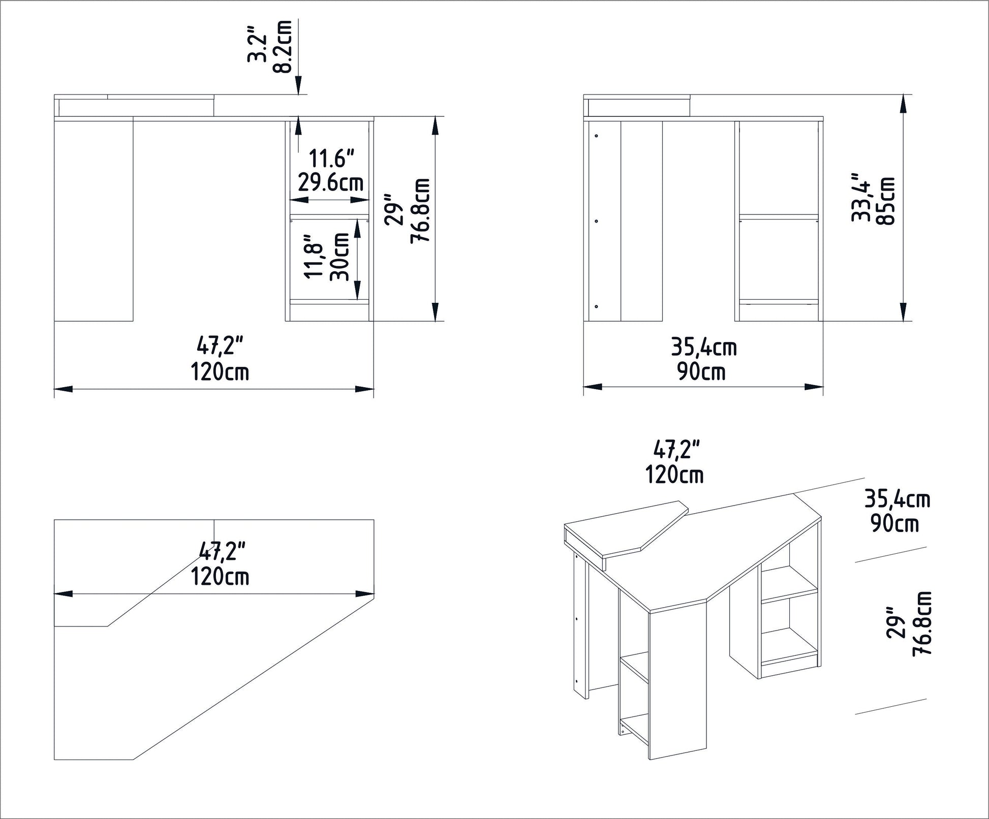 Study Desk Floating - White-FLO47CD02 White 134 X 96 X 11 by DECOROTIKA | Souqify