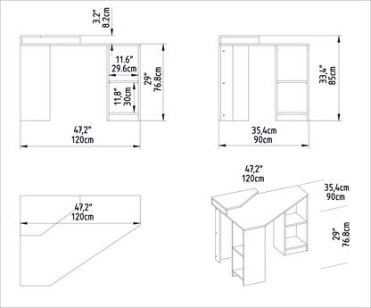 Study Desk Floating - White-FLO47CD02 White 134 X 96 X 11 by DECOROTIKA | Souqify