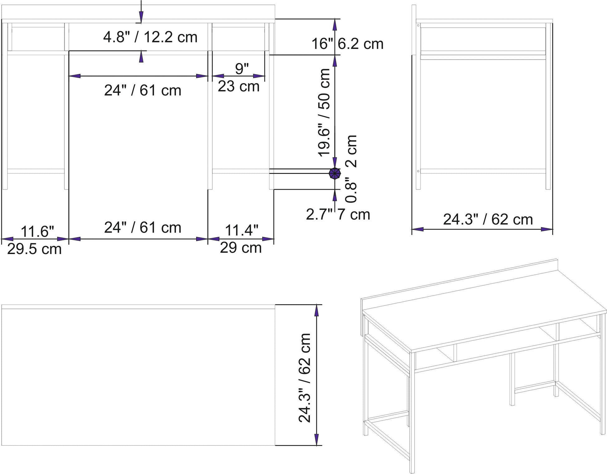 Study Desk Tümata - Black-TMT47CD03 Black
Walnut 136 X 66 X 18 by DECOROTIKA | Souqify