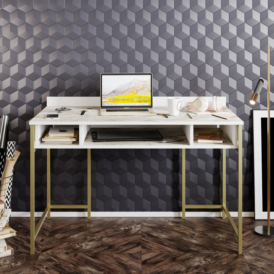 Study Desk Tümata - Gold-TMT47CD01 Gold
White 136 X 66 X 18 by DECOROTIKA | Souqify