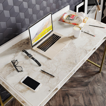 Study Desk Tümata - Gold-TMT47CD01 Gold
White 136 X 66 X 18 by DECOROTIKA | Souqify