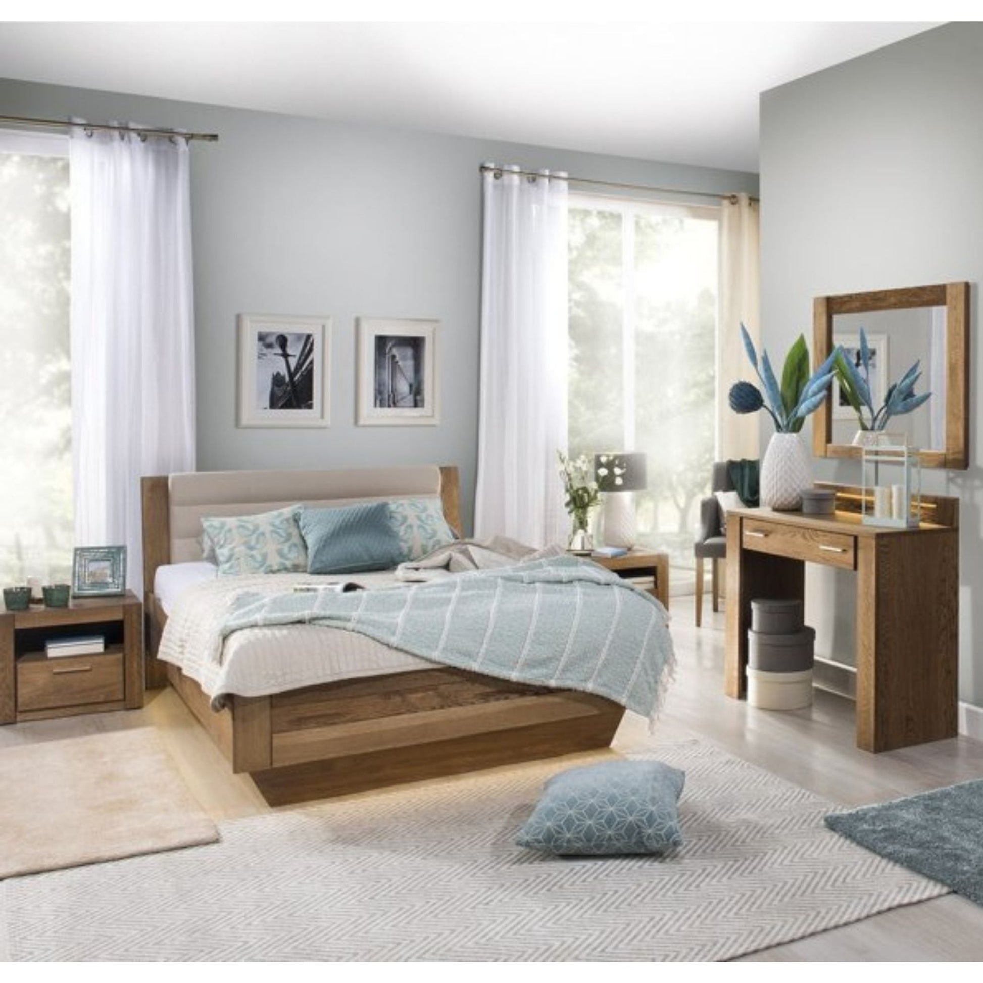 Stylish Lift Bed - VELVET | Solid Oak Wood by EWOODS | Souqify