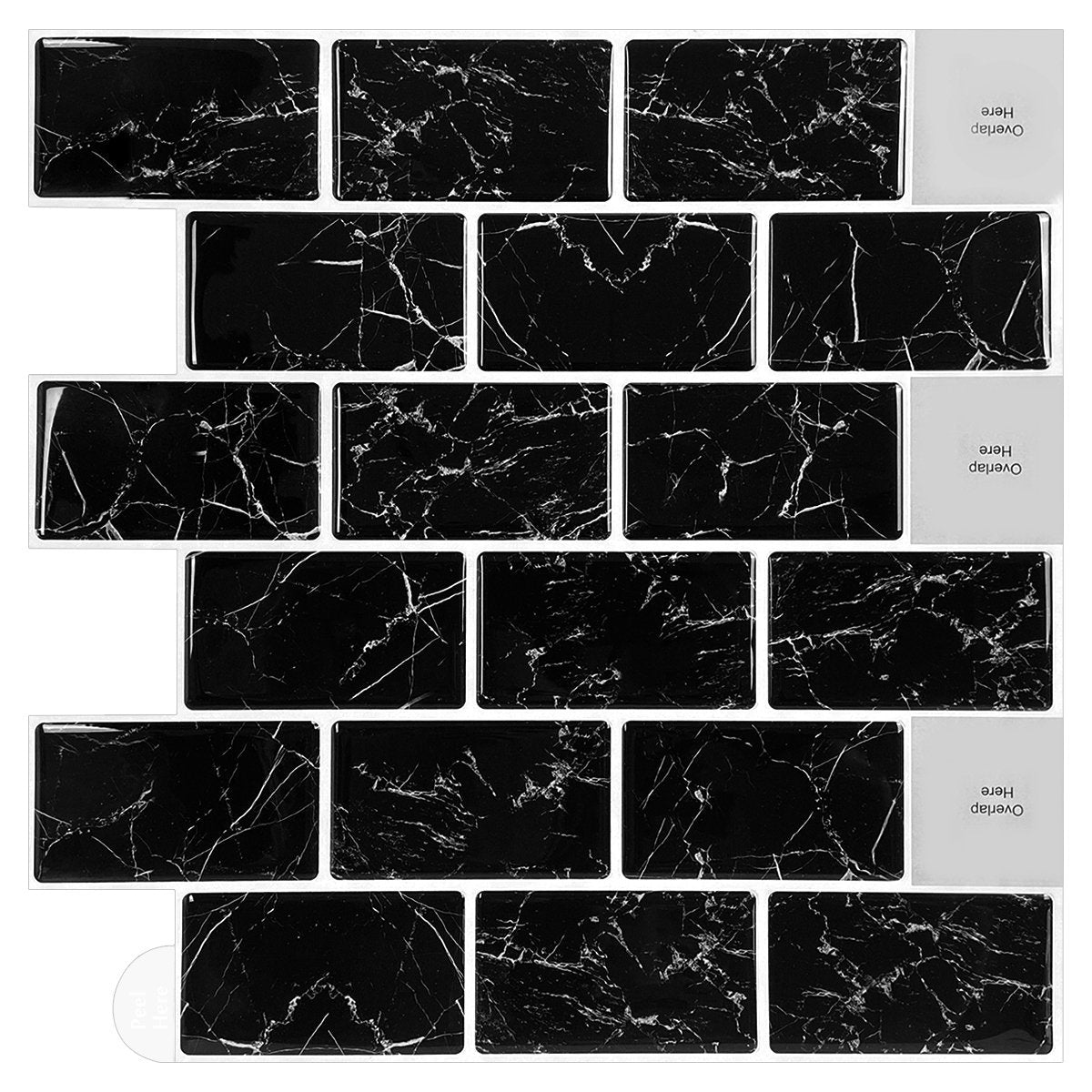Subway Black Marble Vinyl Tiles T80087 by Vivid Tiles | Souqify