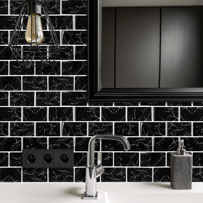 Subway Black Marble Vinyl Tiles T80087 by Vivid Tiles | Souqify