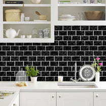 Subway Black Marble Vinyl Tiles T80087 by Vivid Tiles | Souqify