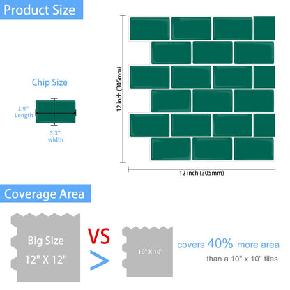 Subway Dark Green Color Vinyl Tiles T80044 by Vivid Tiles | Souqify