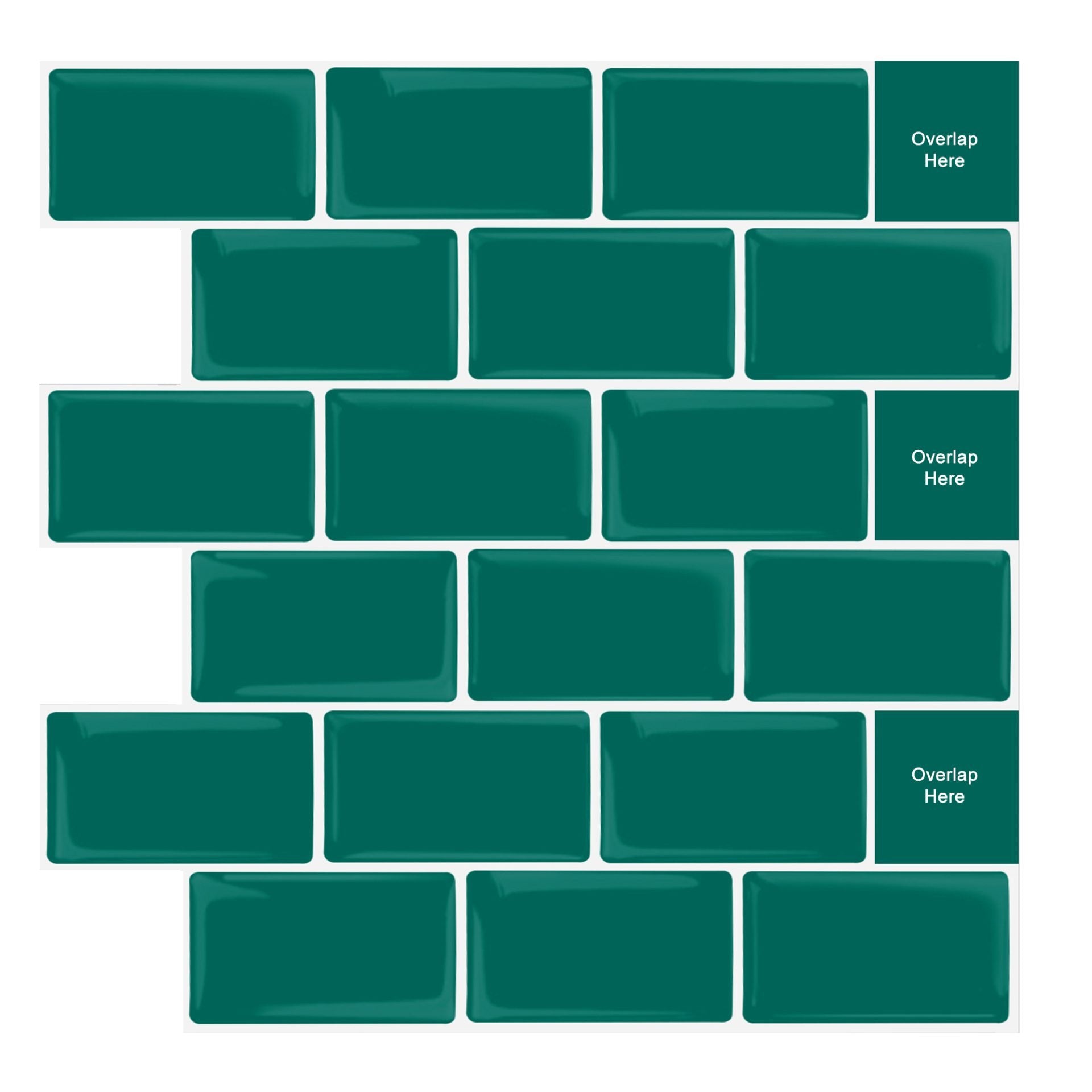 Subway Dark Green Color Vinyl Tiles T80044 by Vivid Tiles | Souqify