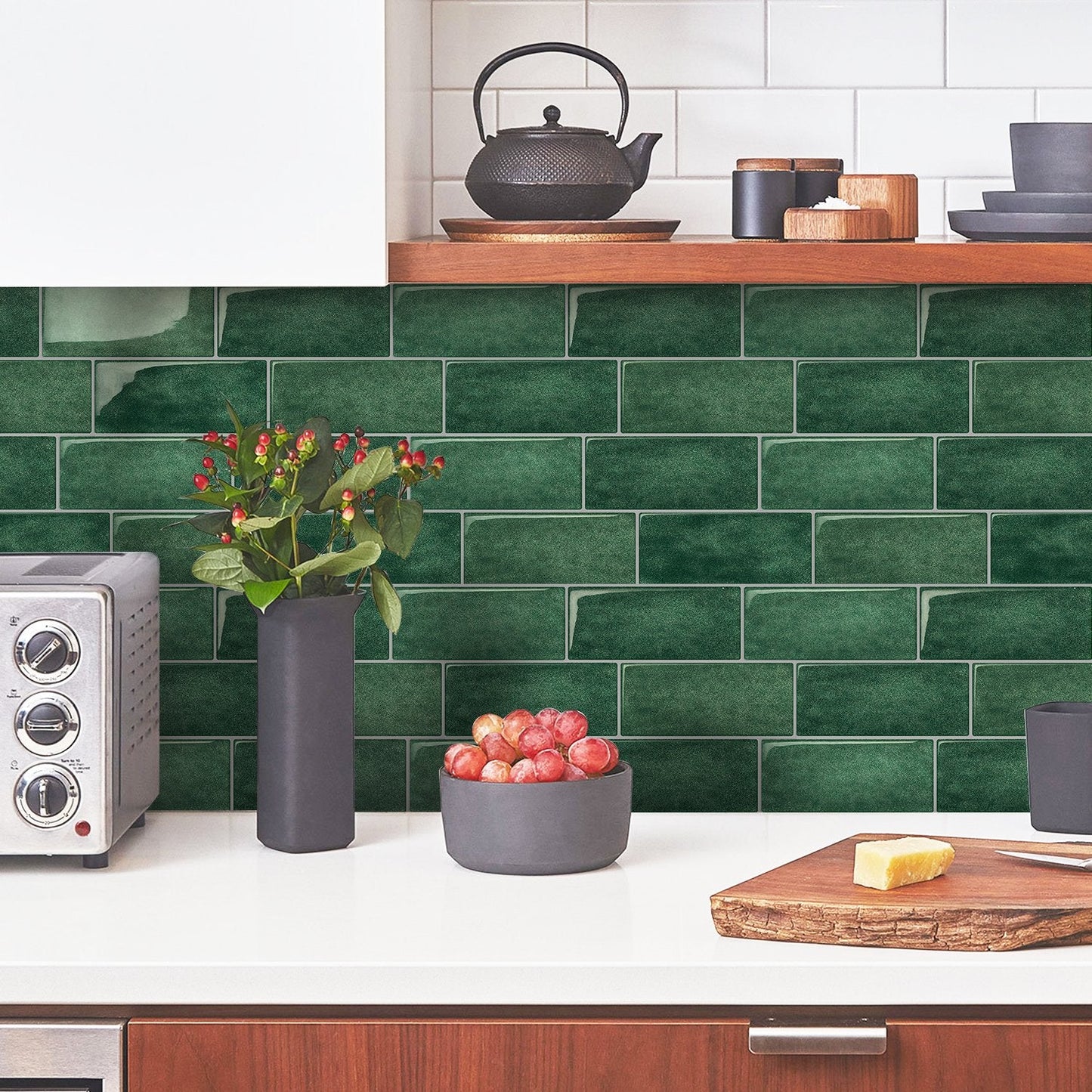 Subway Dark Green Color Vinyl Tiles T80751 by Vivid Tiles | Souqify