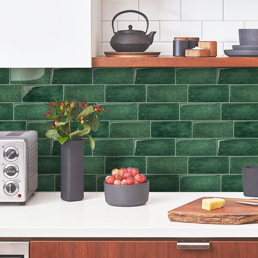 Subway Dark Green Color Vinyl Tiles T80751 by Vivid Tiles | Souqify