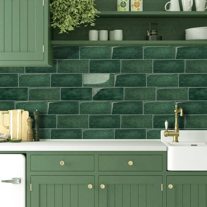 Subway Dark Green Color Vinyl Tiles T80751 by Vivid Tiles | Souqify