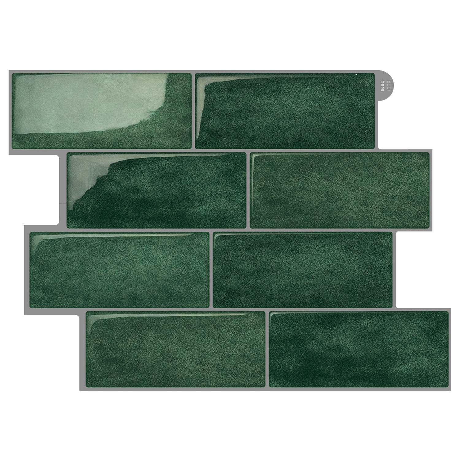 Subway Dark Green Color Vinyl Tiles T80751 by Vivid Tiles | Souqify