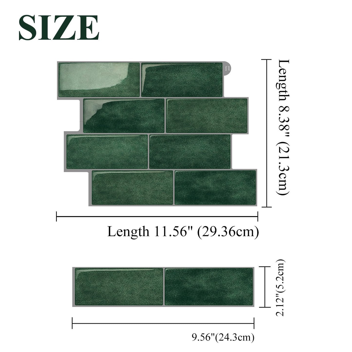 Subway Dark Green Color Vinyl Tiles T80751 by Vivid Tiles | Souqify