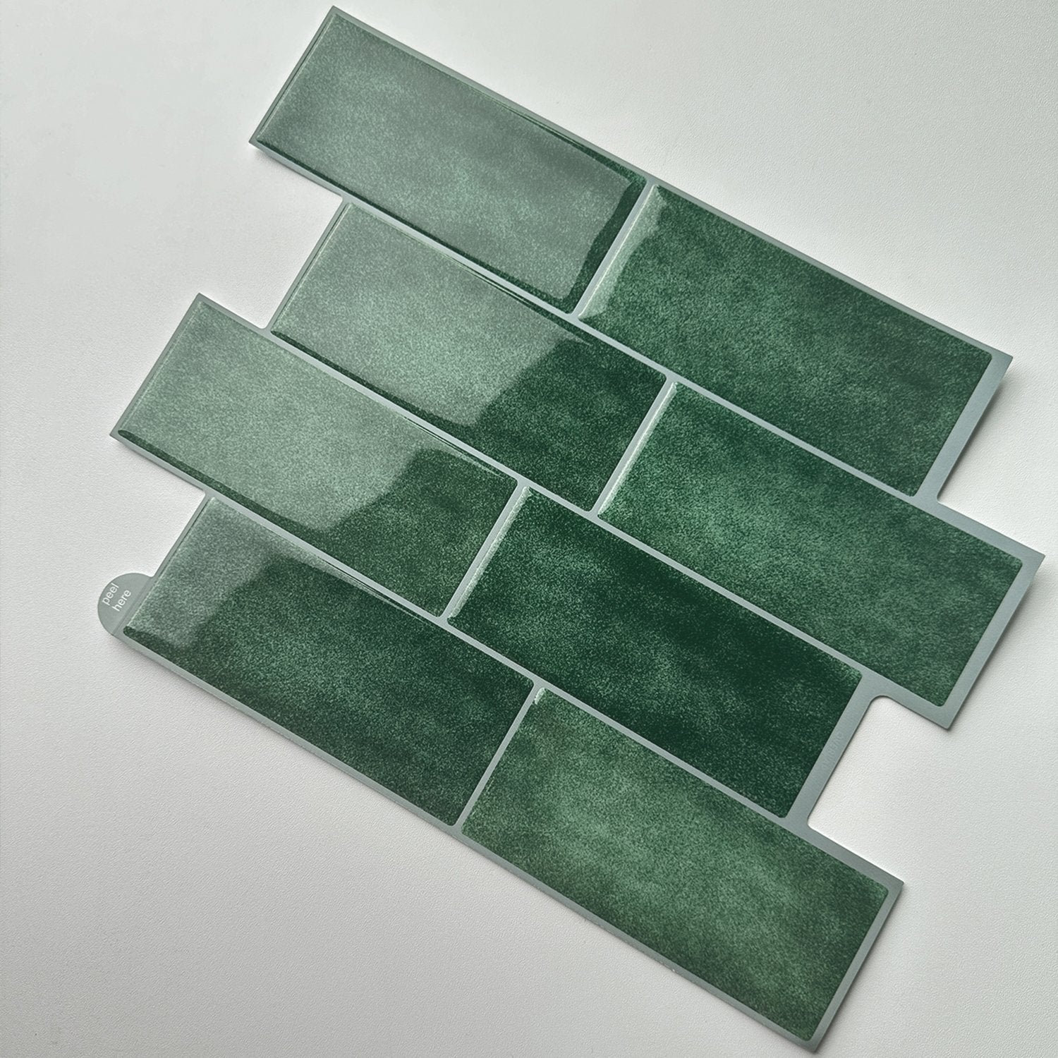 Subway Dark Green Color Vinyl Tiles T80751 by Vivid Tiles | Souqify