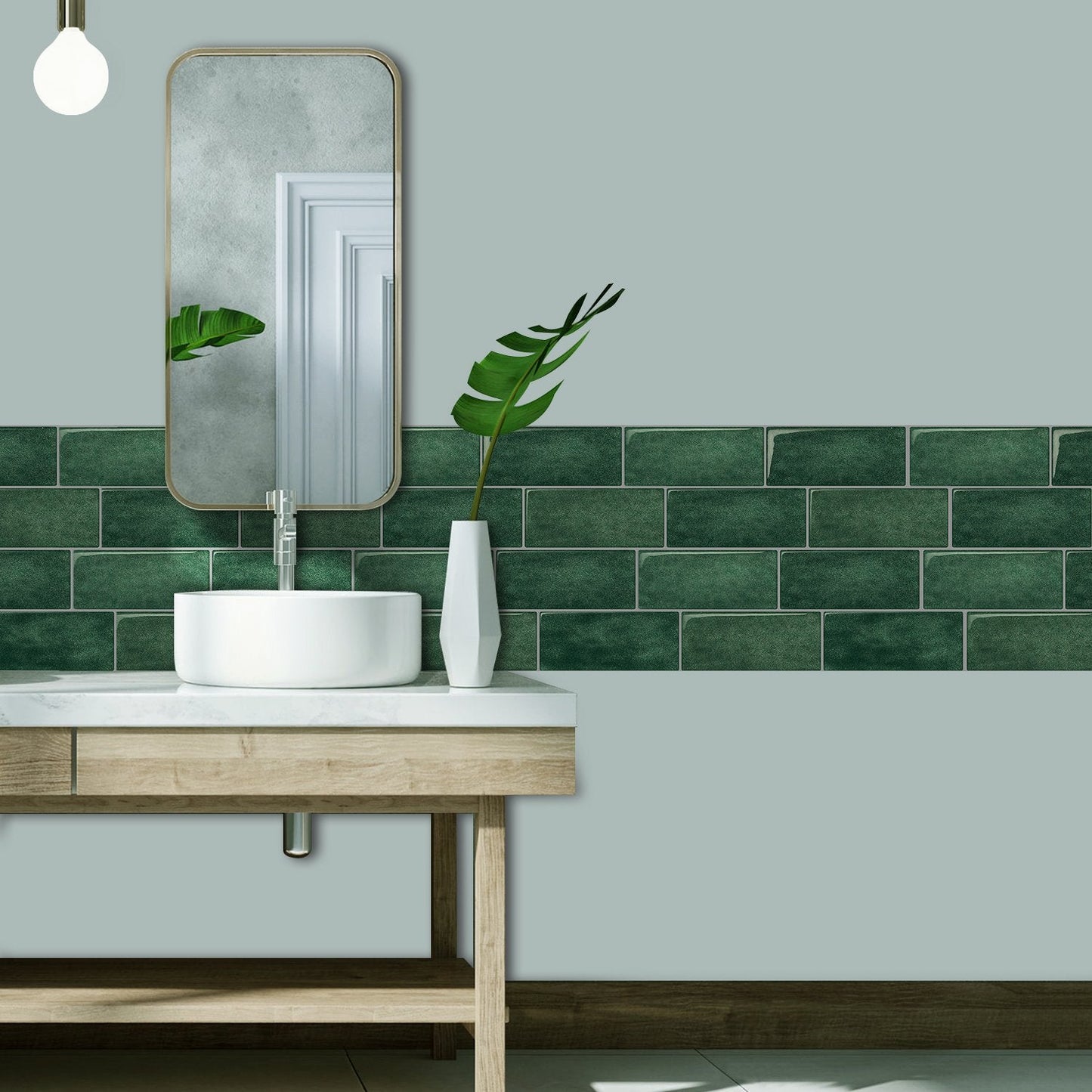 Subway Dark Green Color Vinyl Tiles T80751 by Vivid Tiles | Souqify