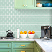 Subway Green Color Vinyl Tiles T80009 by Vivid Tiles | Souqify