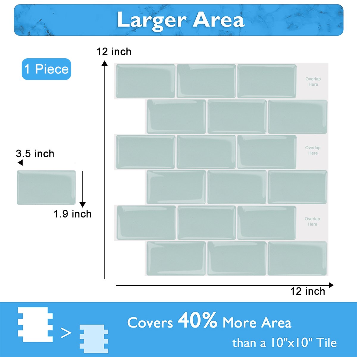 Subway Green Color Vinyl Tiles T80056 by Vivid Tiles | Souqify