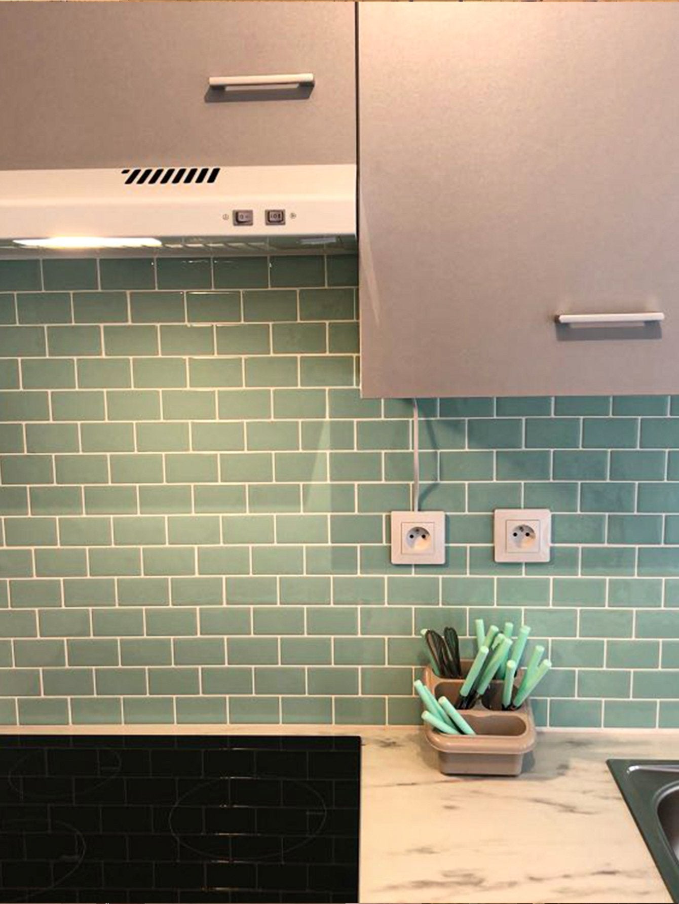 Subway Green Color Vinyl Tiles T80056 by Vivid Tiles | Souqify