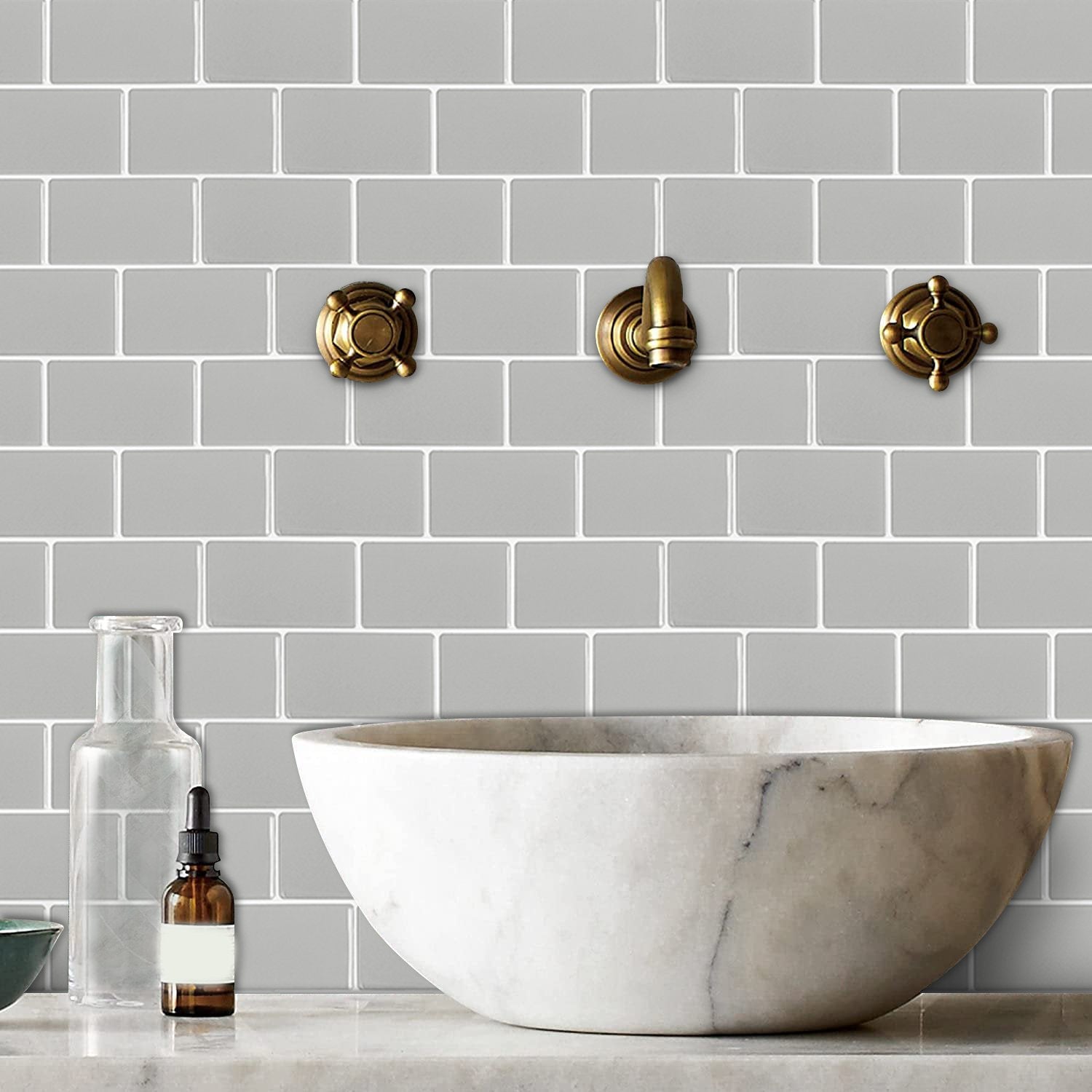 Subway Grey Color Vinyl Tiles T80055 by Vivid Tiles | Souqify