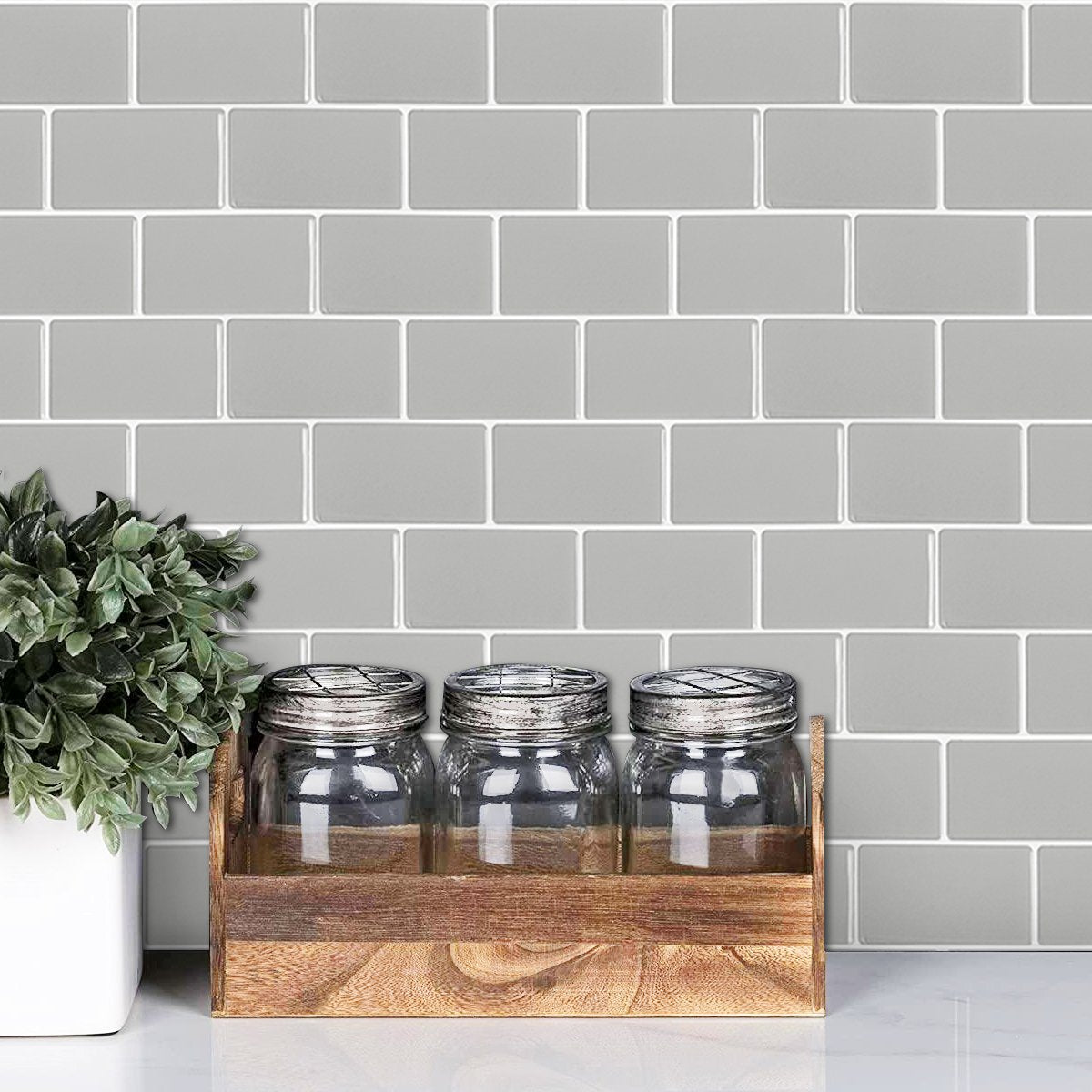 Subway Grey Color Vinyl Tiles T80055 by Vivid Tiles | Souqify