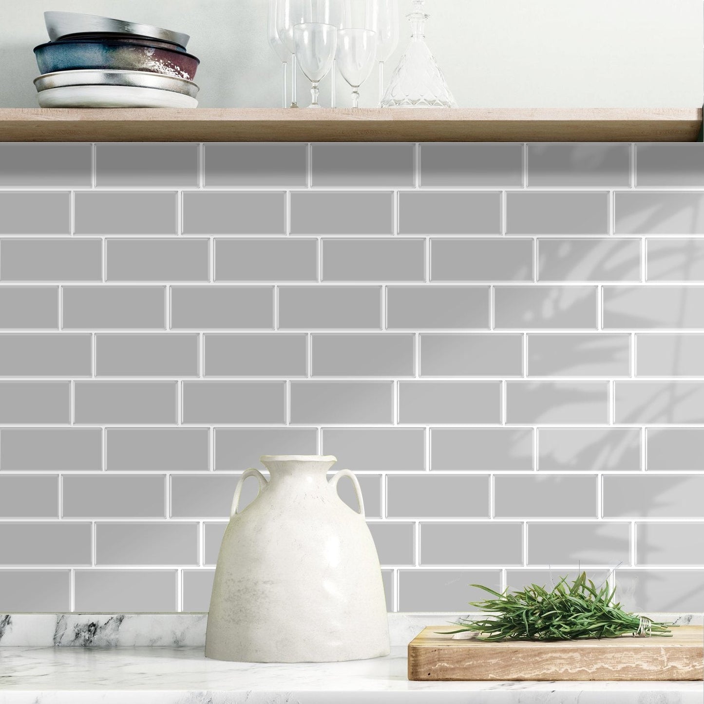 Subway Grey Color Vinyl Tiles T80750 by Vivid Tiles | Souqify