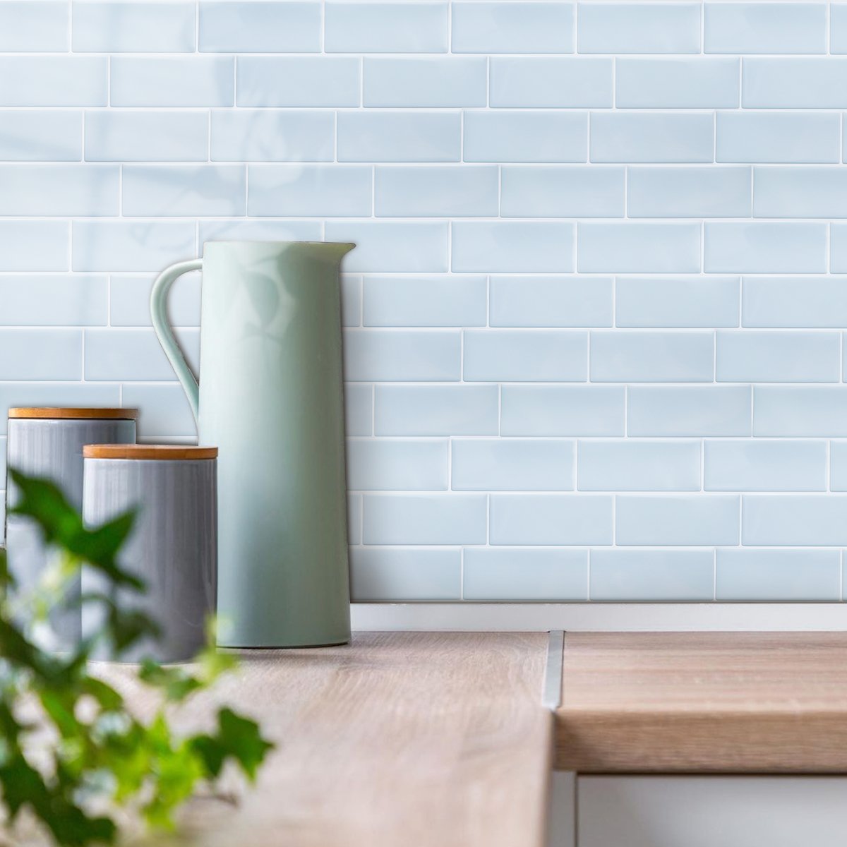 Subway Light Blue Color Vinyl Tiles T80752 by Vivid Tiles | Souqify