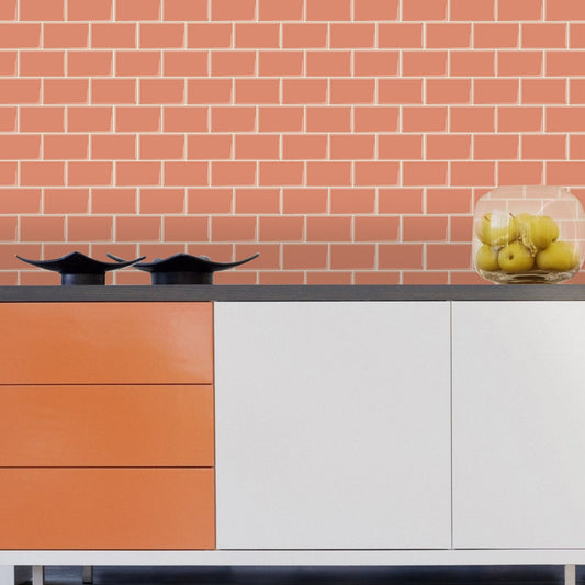 Subway Orange Color Vinyl Tiles T80002 by Vivid Tiles | Souqify
