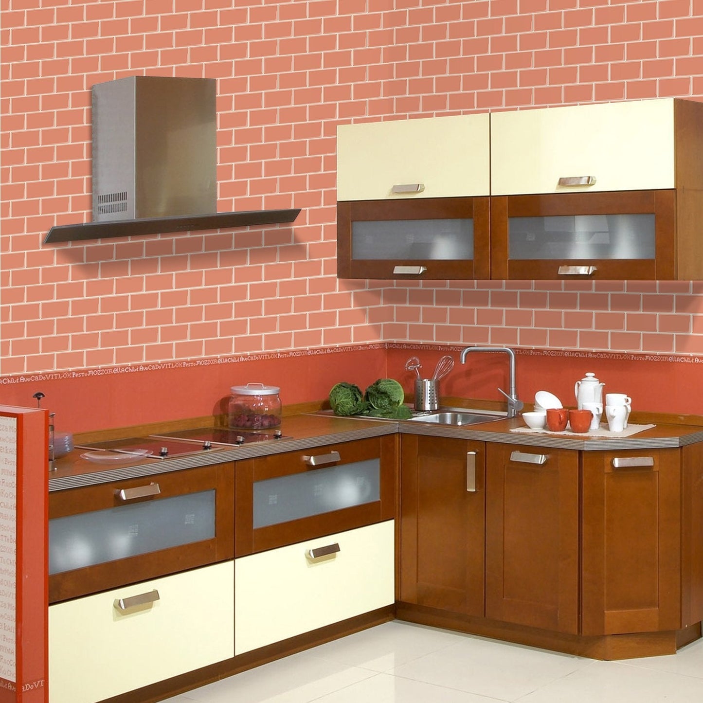 Subway Orange Color Vinyl Tiles T80002 by Vivid Tiles | Souqify