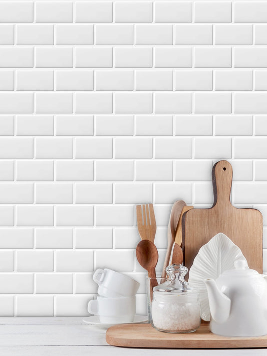 Subway Pure White Color Vinyl Tiles T80057 by Vivid Tiles | Souqify