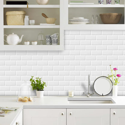 Subway Pure White Color Vinyl Tiles T80057 by Vivid Tiles | Souqify