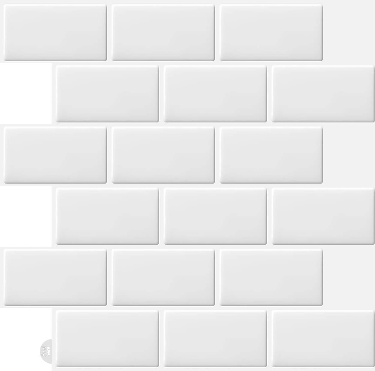 Subway Pure White Color Vinyl Tiles T80057 by Vivid Tiles | Souqify