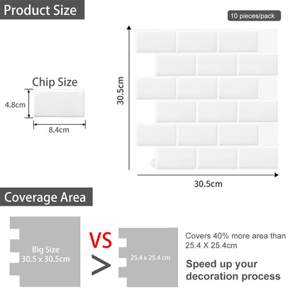 Subway Pure White Color Vinyl Tiles T80057 by Vivid Tiles | Souqify