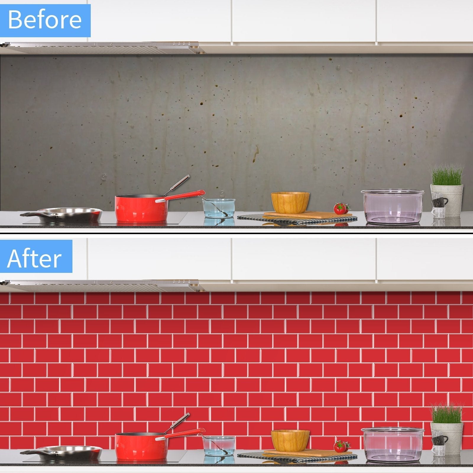 Subway Red Color Vinyl Tiles T80017 by Vivid Tiles | Souqify
