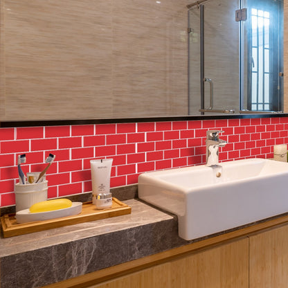Subway Red Color Vinyl Tiles T80017 by Vivid Tiles | Souqify