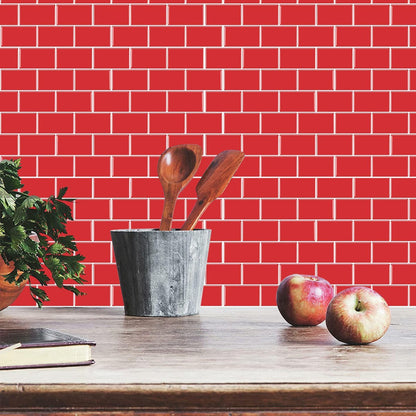 Subway Red Color Vinyl Tiles T80017 by Vivid Tiles | Souqify