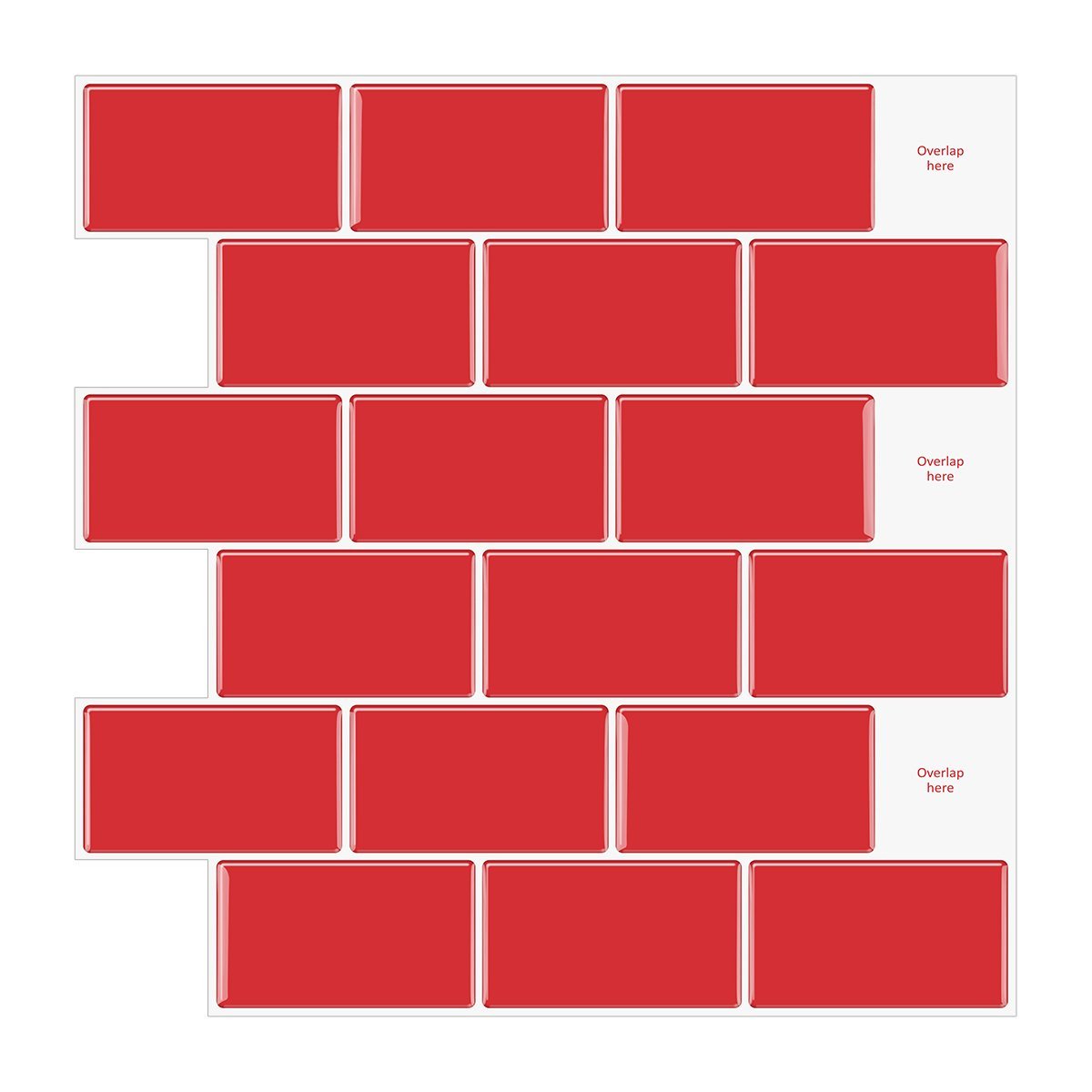 Subway Red Color Vinyl Tiles T80017 by Vivid Tiles | Souqify