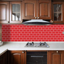 Subway Red Color Vinyl Tiles T80017 by Vivid Tiles | Souqify