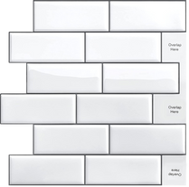 Subway White Color Vinyl Tiles MT1061 by Vivid Tiles | Souqify