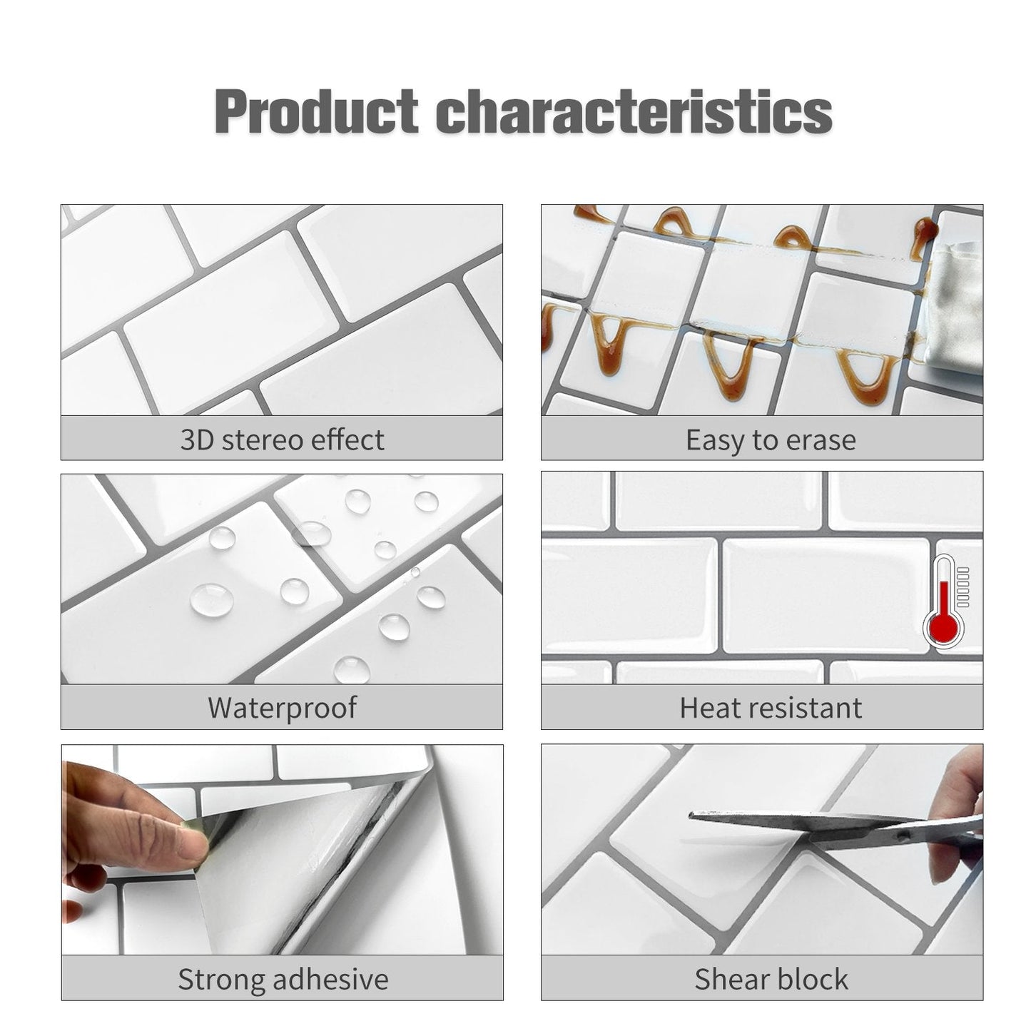 Subway White Color Vinyl Tiles T80053 by Vivid Tiles | Souqify